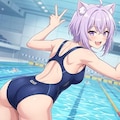 ヒップラインが綺麗な競泳水着のシス 2枚目