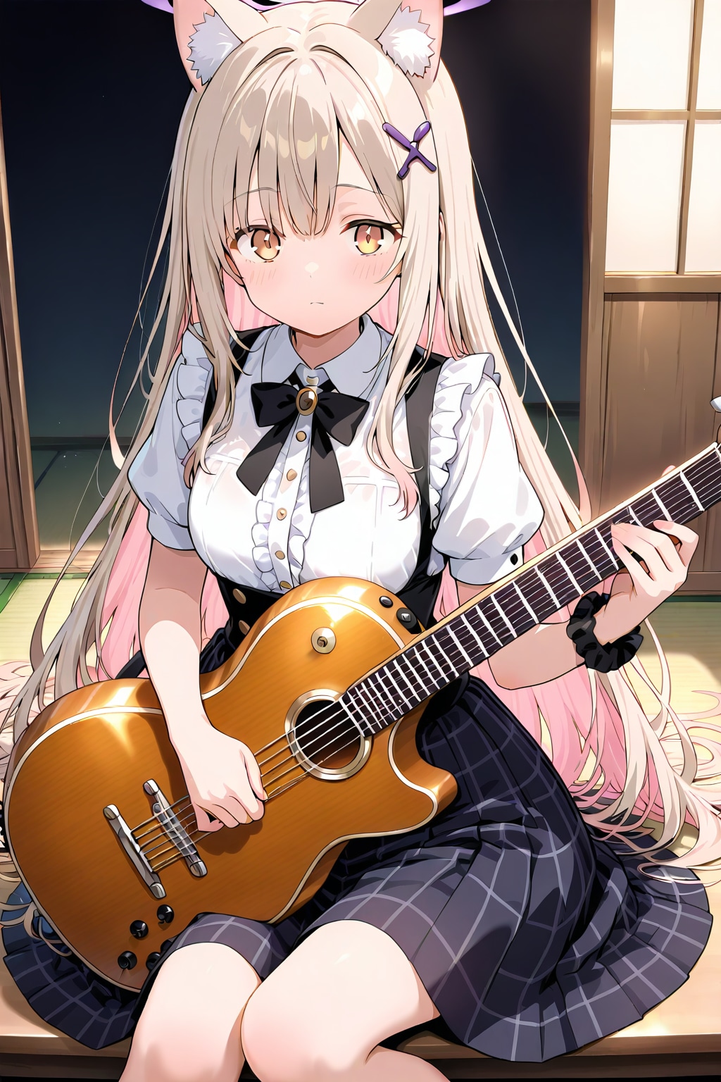 縁側で昼間のギター