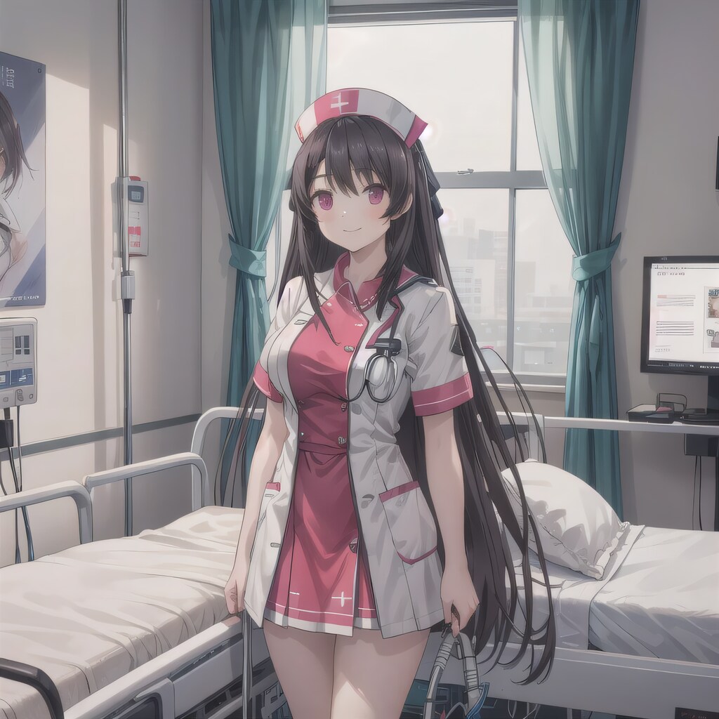 黒髪ロングで看護服の少女２