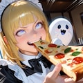 メイドちゃん、明日に備えてアップを始める🍕 2枚目