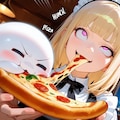 メイドちゃん、明日に備えてアップを始める🍕 4枚目