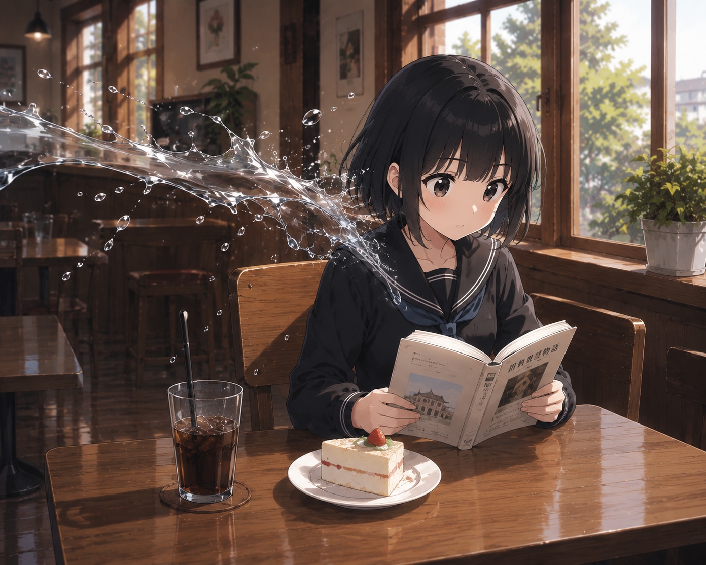 喫茶店で本を読む女の子 | の人気AIイラスト・グラビア