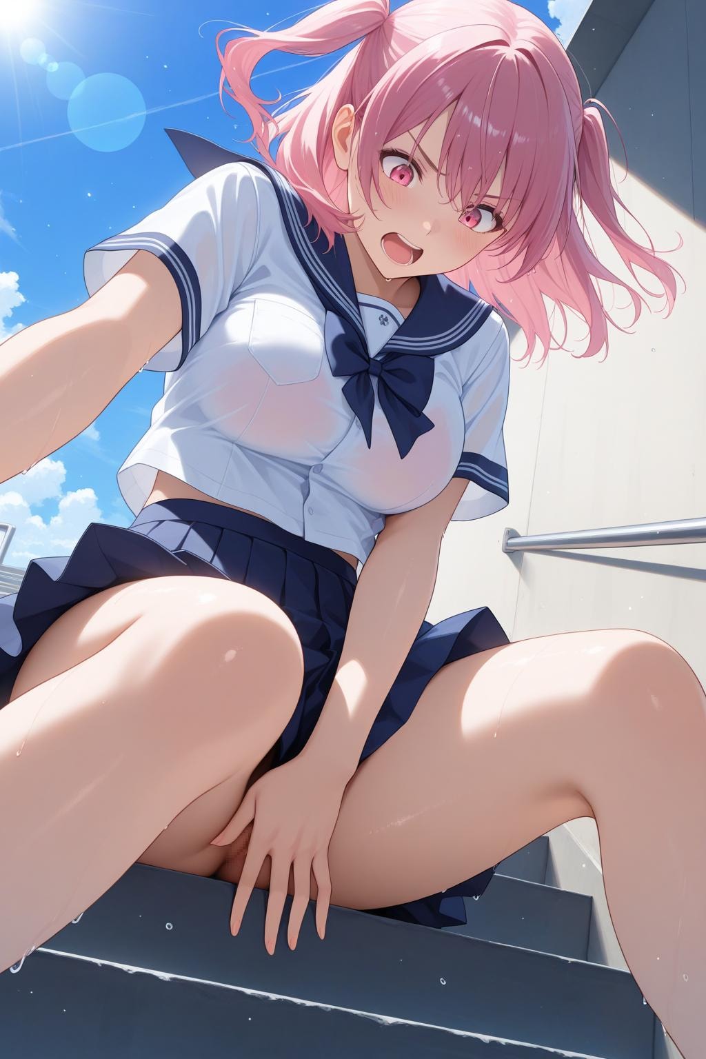 真夏のハプニング　えっ…！?　ノーパン…　ま？♡