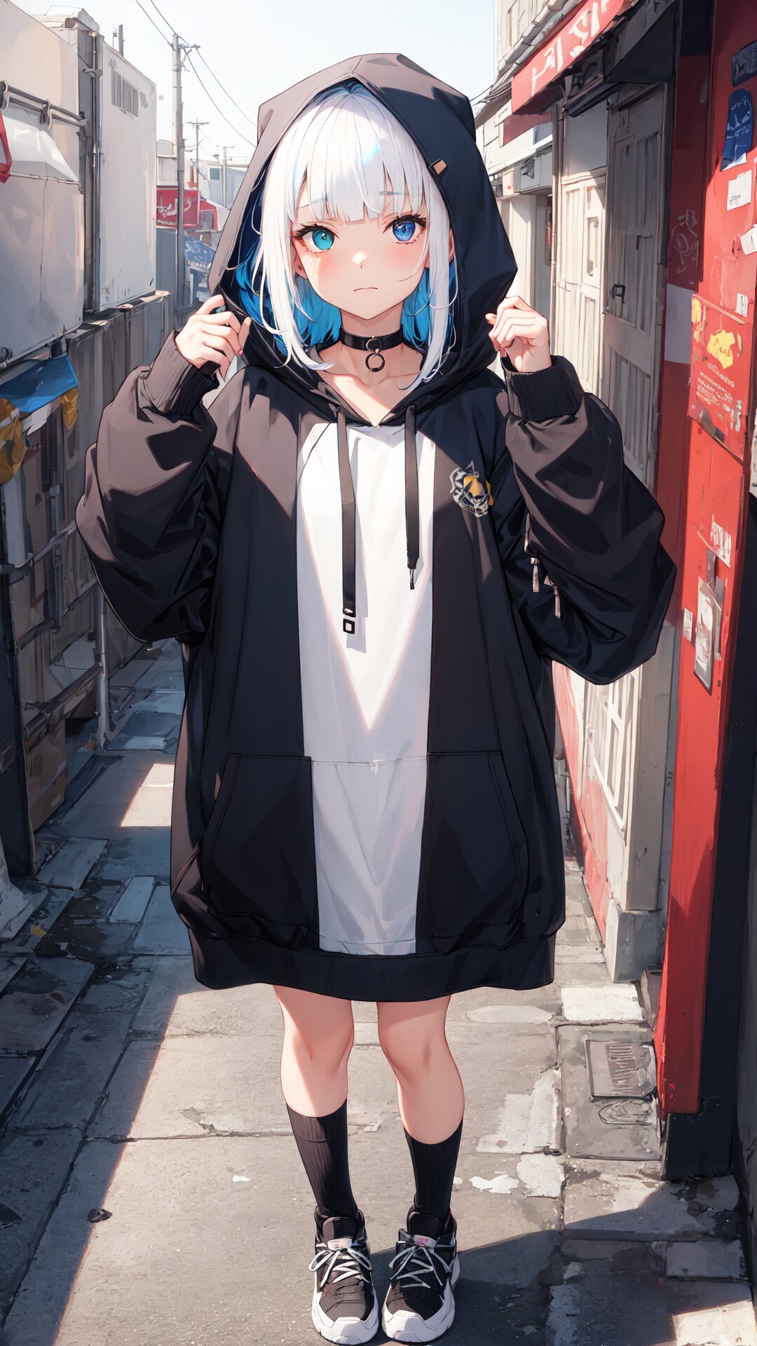 パーカーをぶかぶかに着る女の子