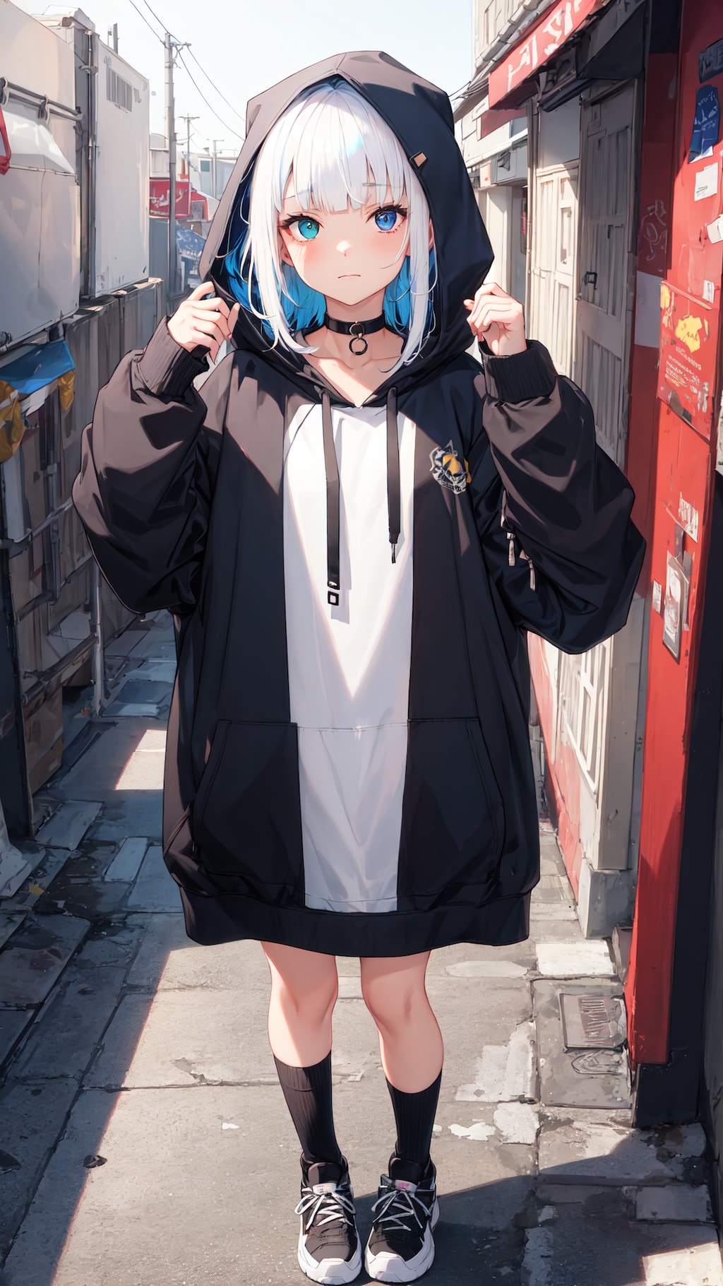 パーカーをぶかぶかに着る女の子