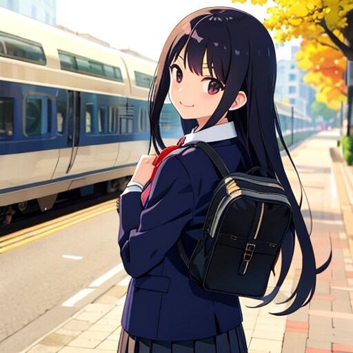 列車を待つ女子高生の後ろ姿