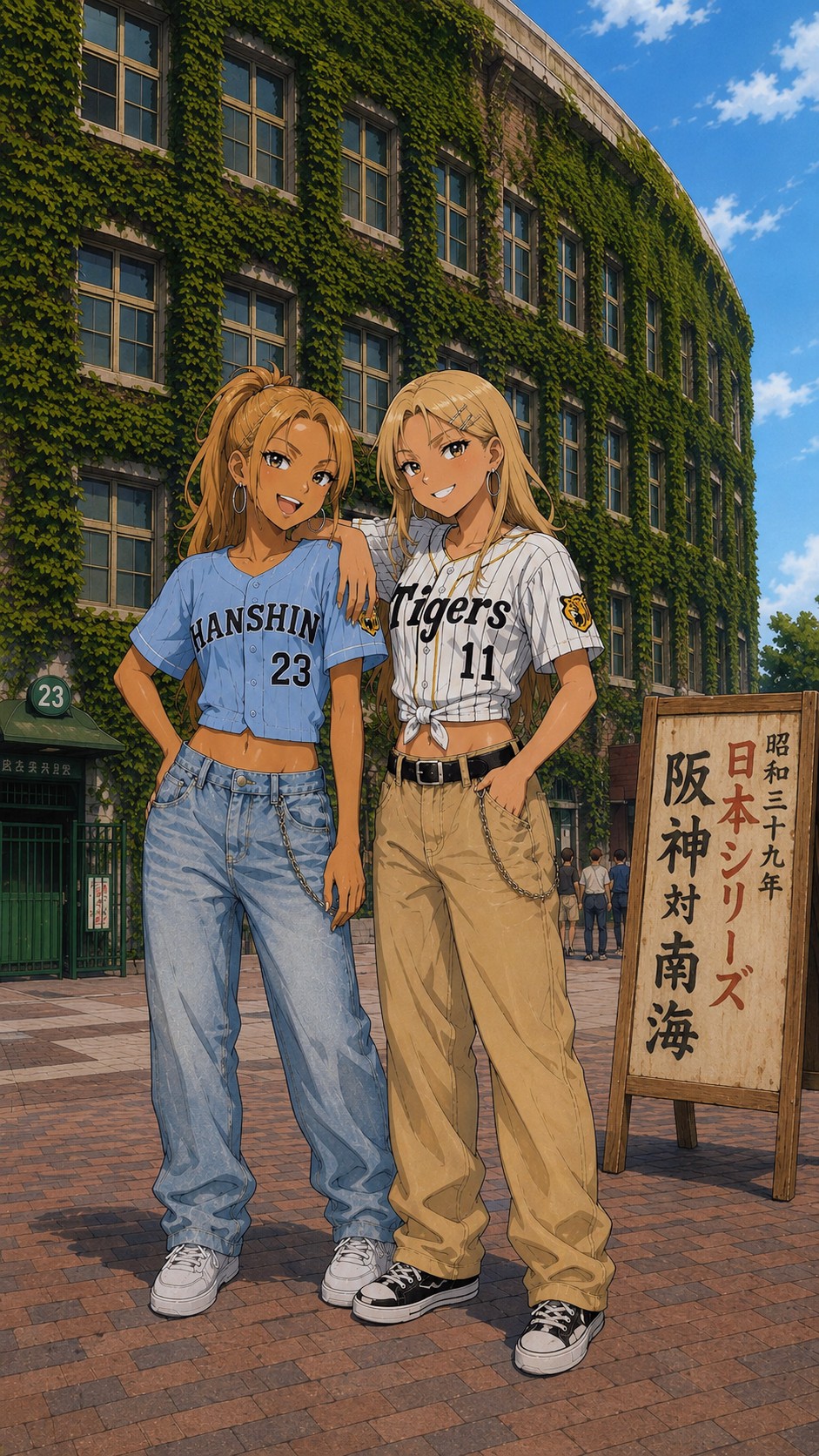甲子園球場とタイガースファンお姉やん⚾️