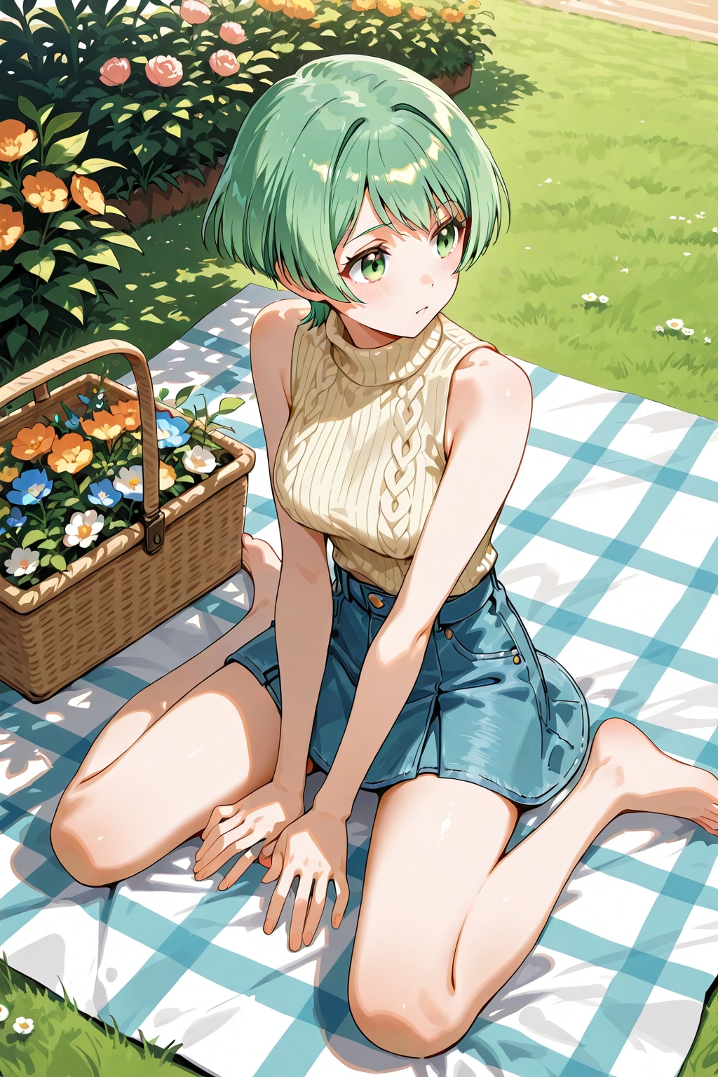 ピクニックに出かけた少女