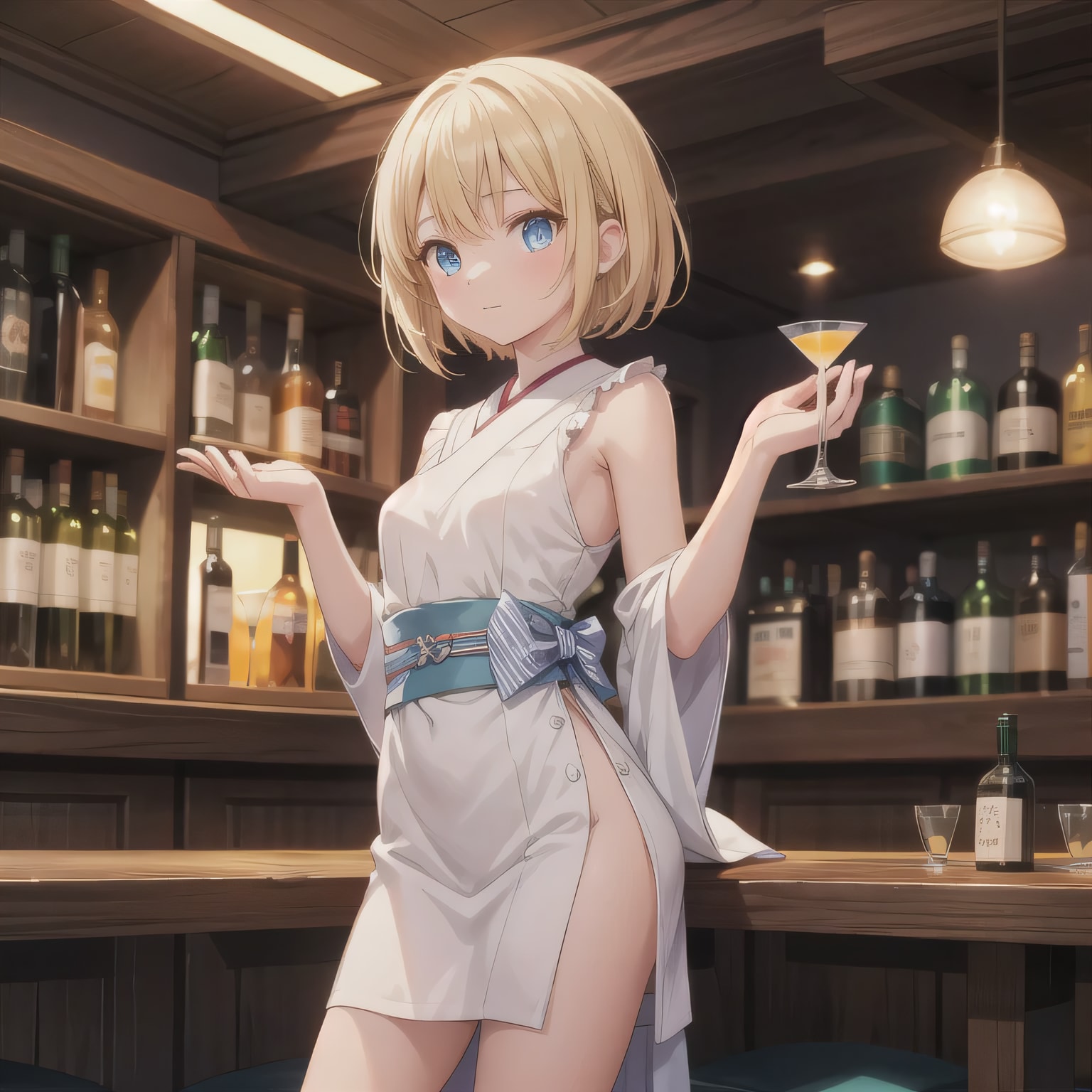 金髪ボブで酒場の少女３ | の人気AIイラスト・グラビア
