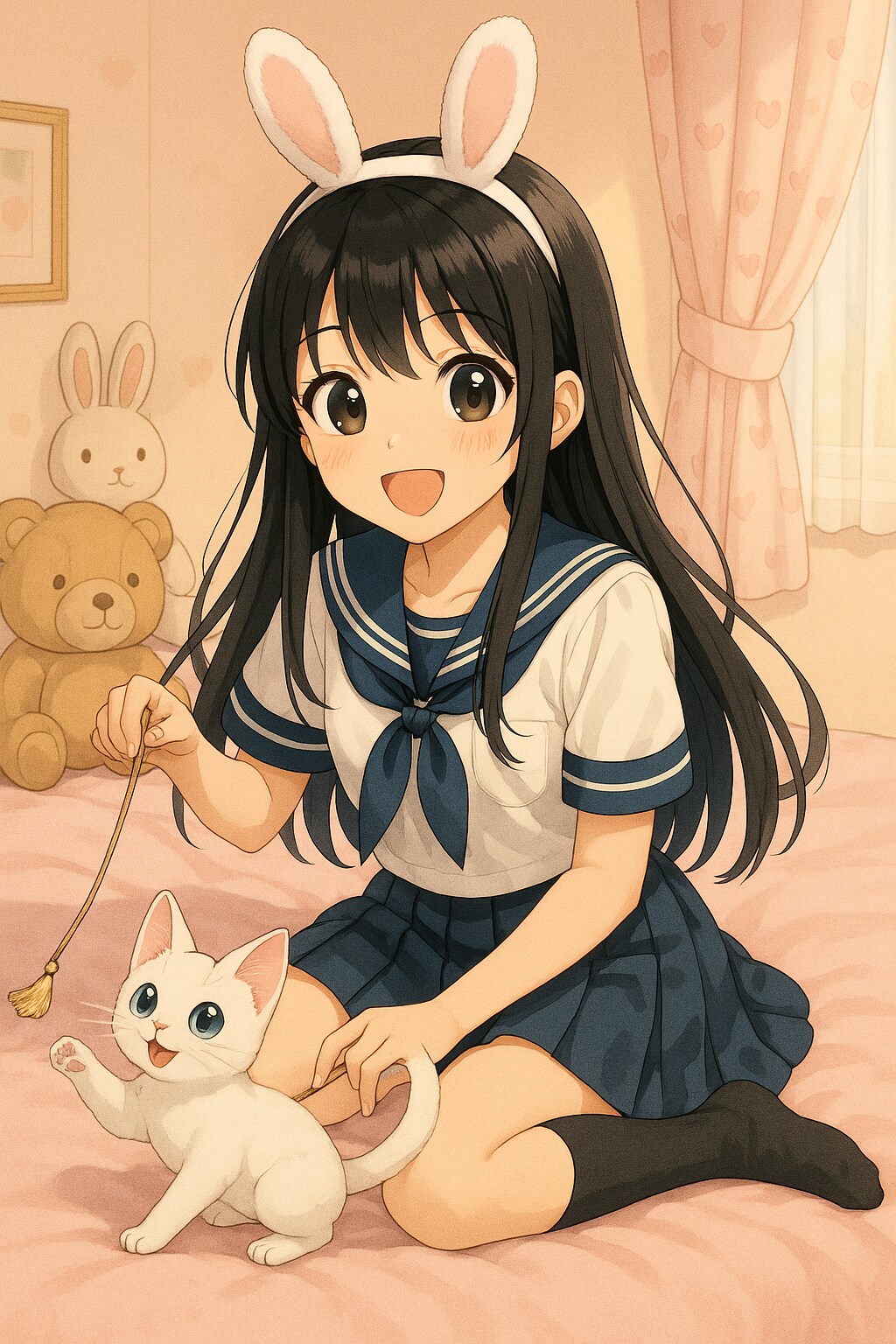 Bunny Ears and Kitten Games | の人気AIイラスト・グラビア