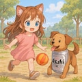 女の子と友だちのビール犬 3枚目