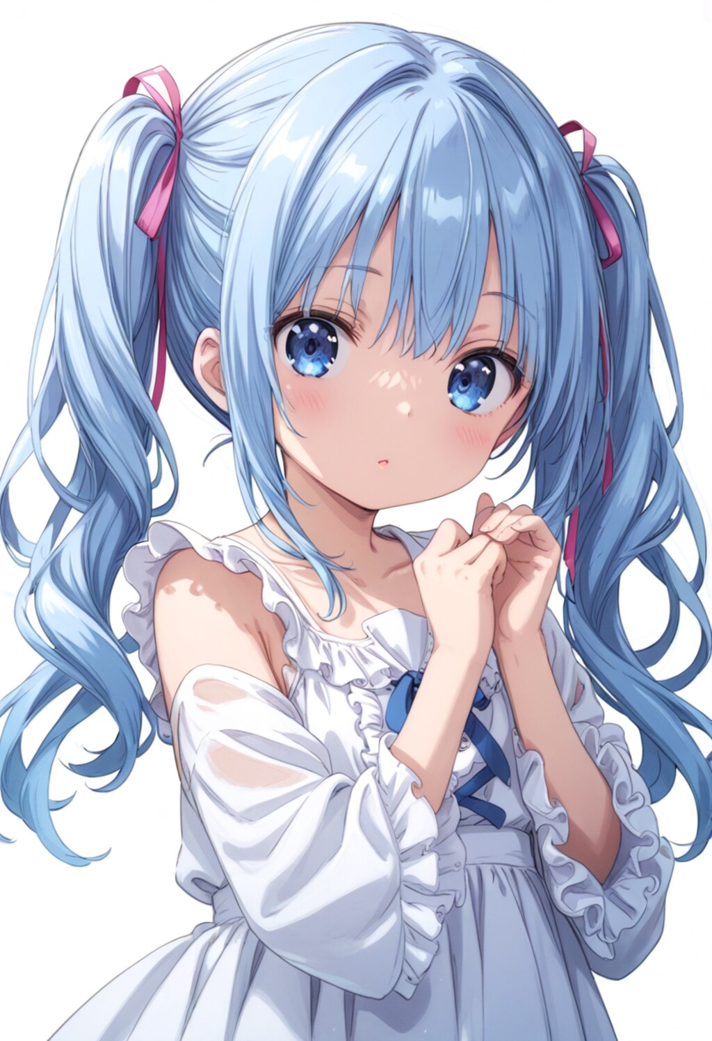 青い髪の少女（ツインテVer）