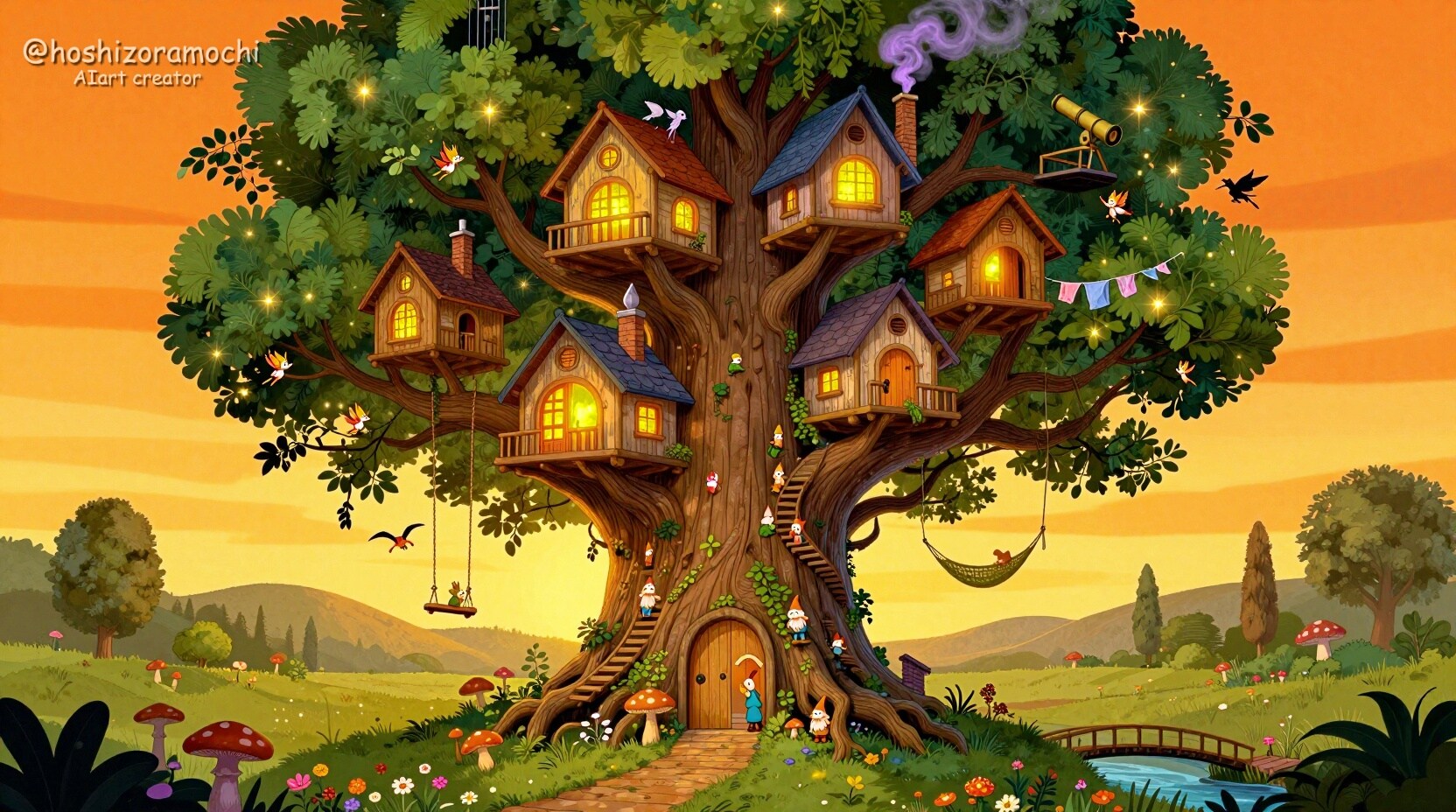 魔法の種から育つ巨大な樹の家🌳