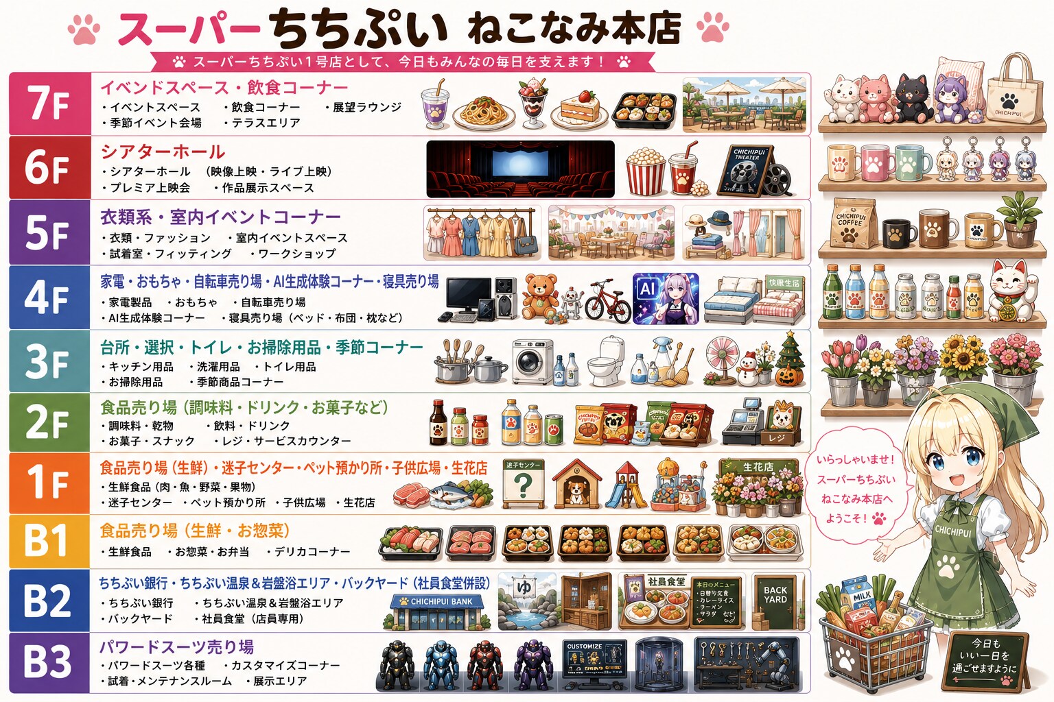 スーパーちちぷい　ねこなみ本店のフロアーマップ