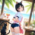 海の見える猫カフェ　~ 黒髪ボブのブルマ娘56 ~ 3枚目