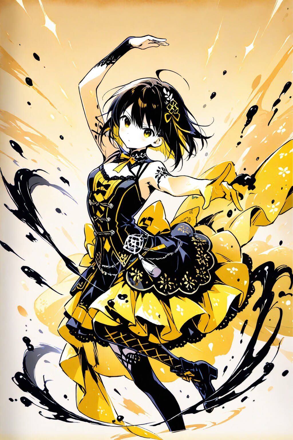黄色と黒のドレスダンサー