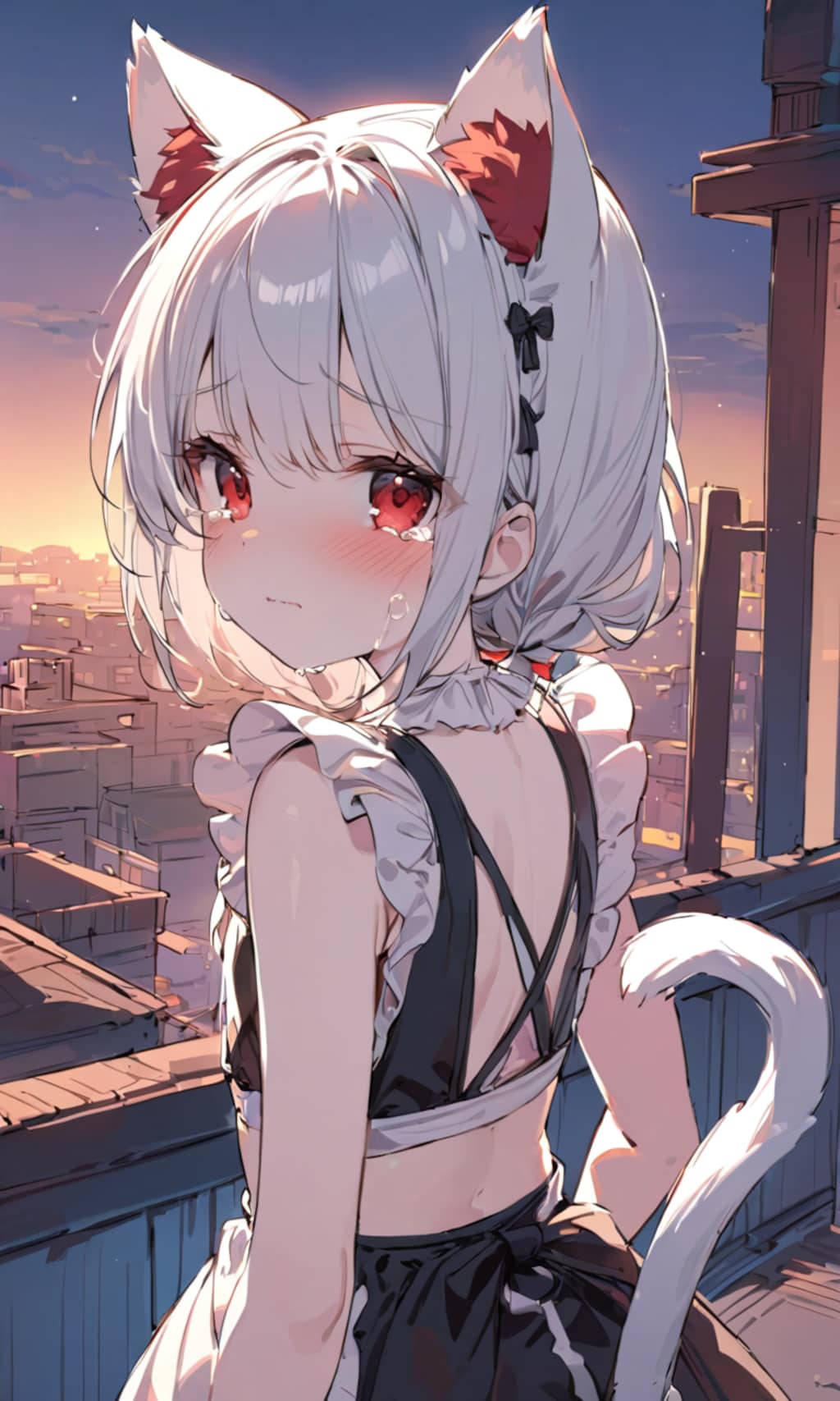 泣く銀髪猫耳ちゃん