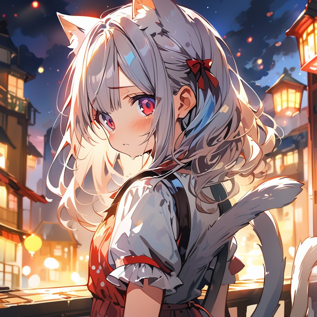 泣く銀髪猫耳ちゃん | の人気AIイラスト・グラビア