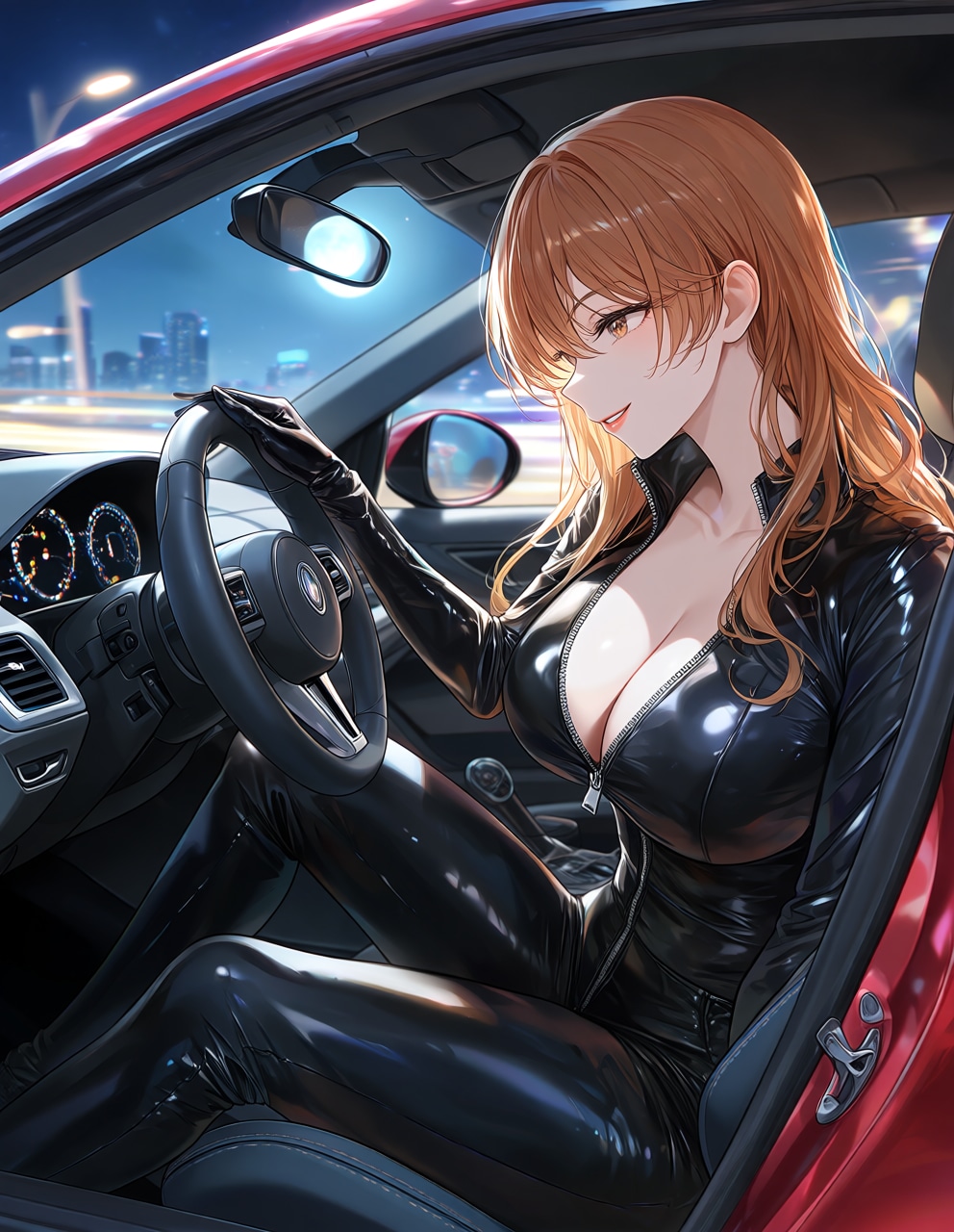 峰不二子とスポーツカー(PixAI版)