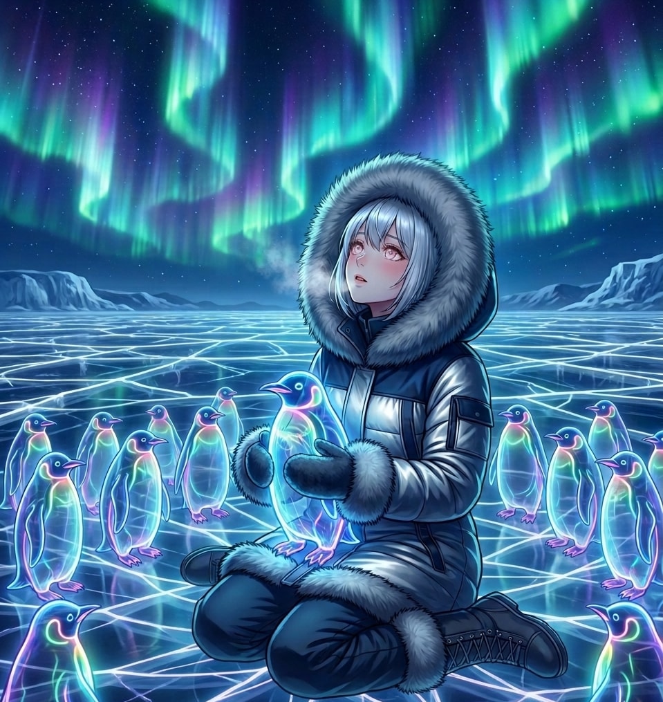 オーロラとペンギン | の人気AIイラスト・グラビア