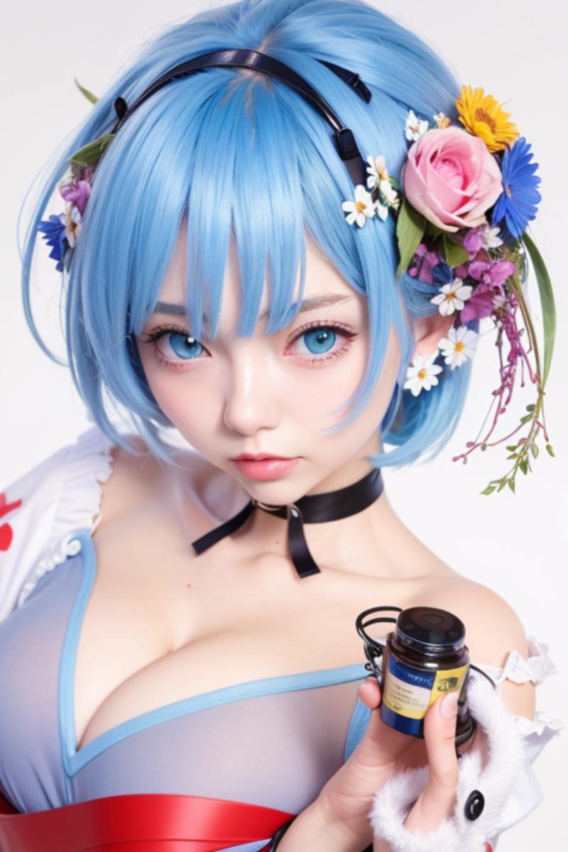 レム、浴衣似合いますか？小さくて胸が見えてしまいます・・・