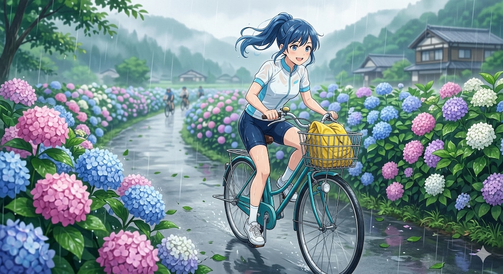 紫陽花の道 サイクリング
