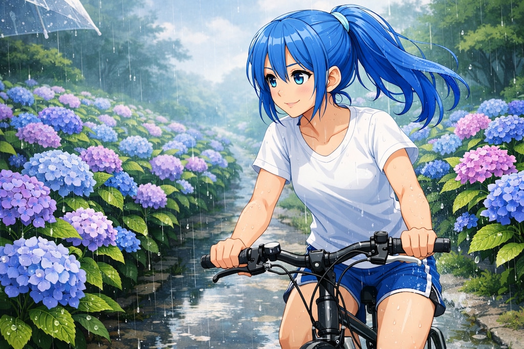紫陽花の道 サイクリング