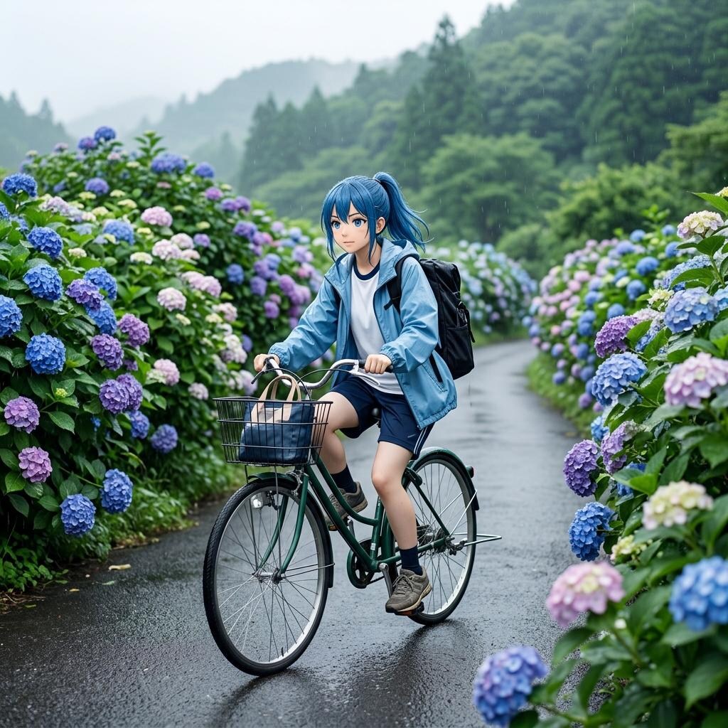 紫陽花の道 サイクリング