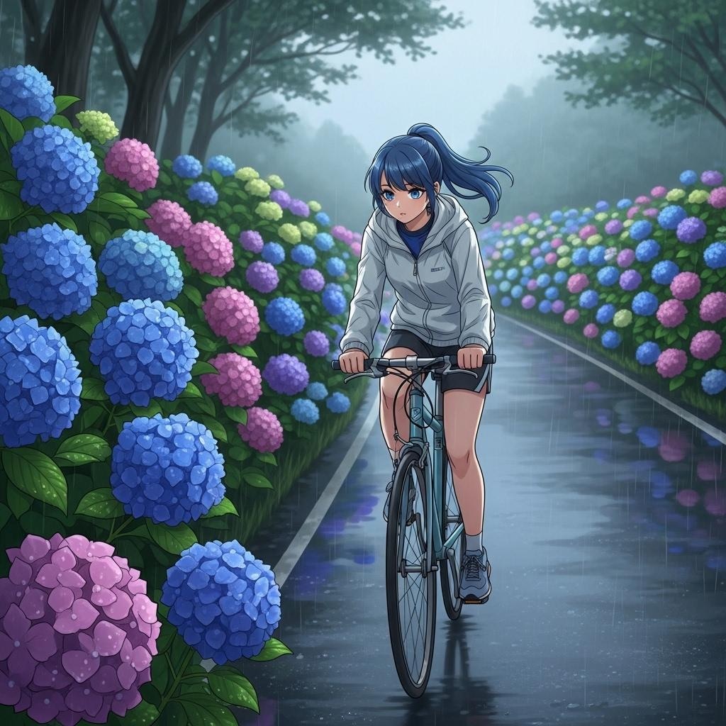 紫陽花の道 サイクリング