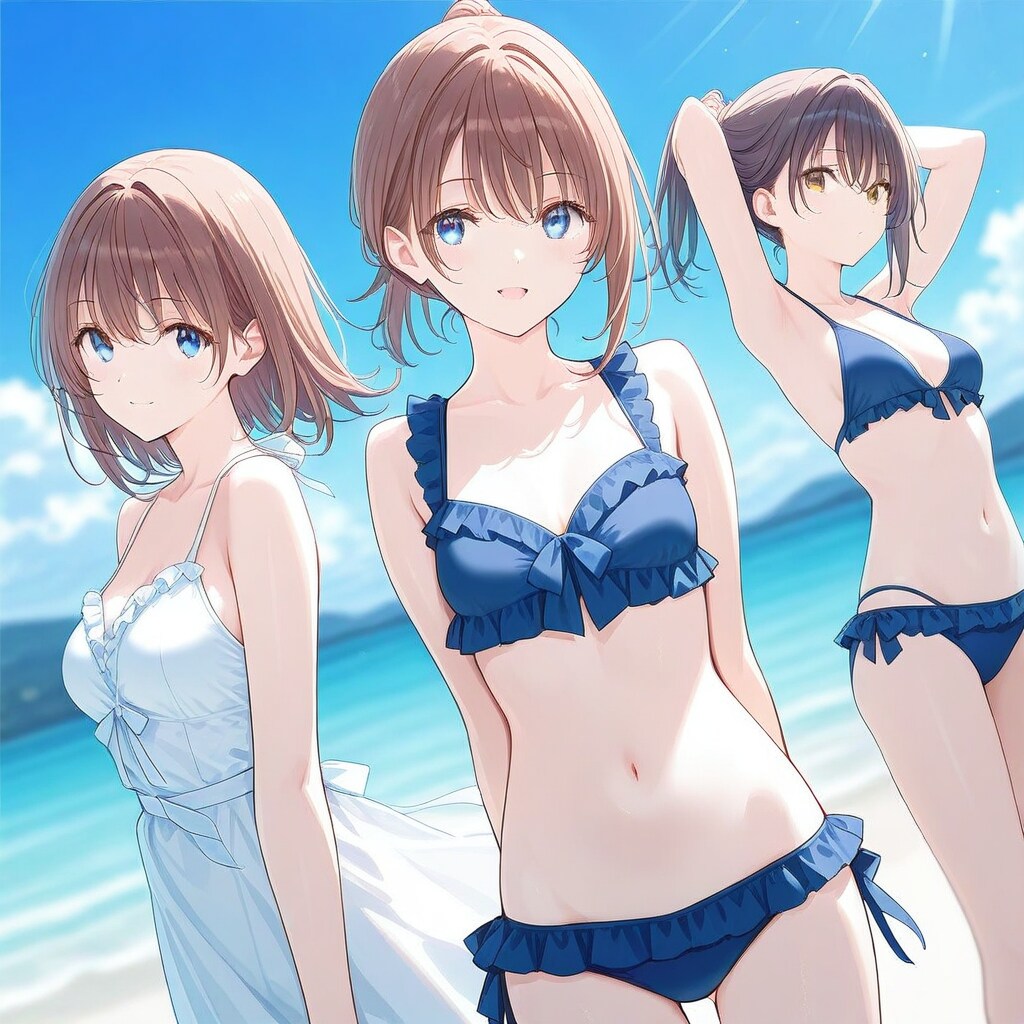 大学仲間と海!　きれいな青空と共に