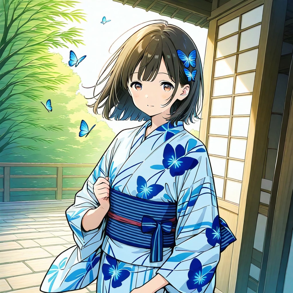 浴衣と蝶々