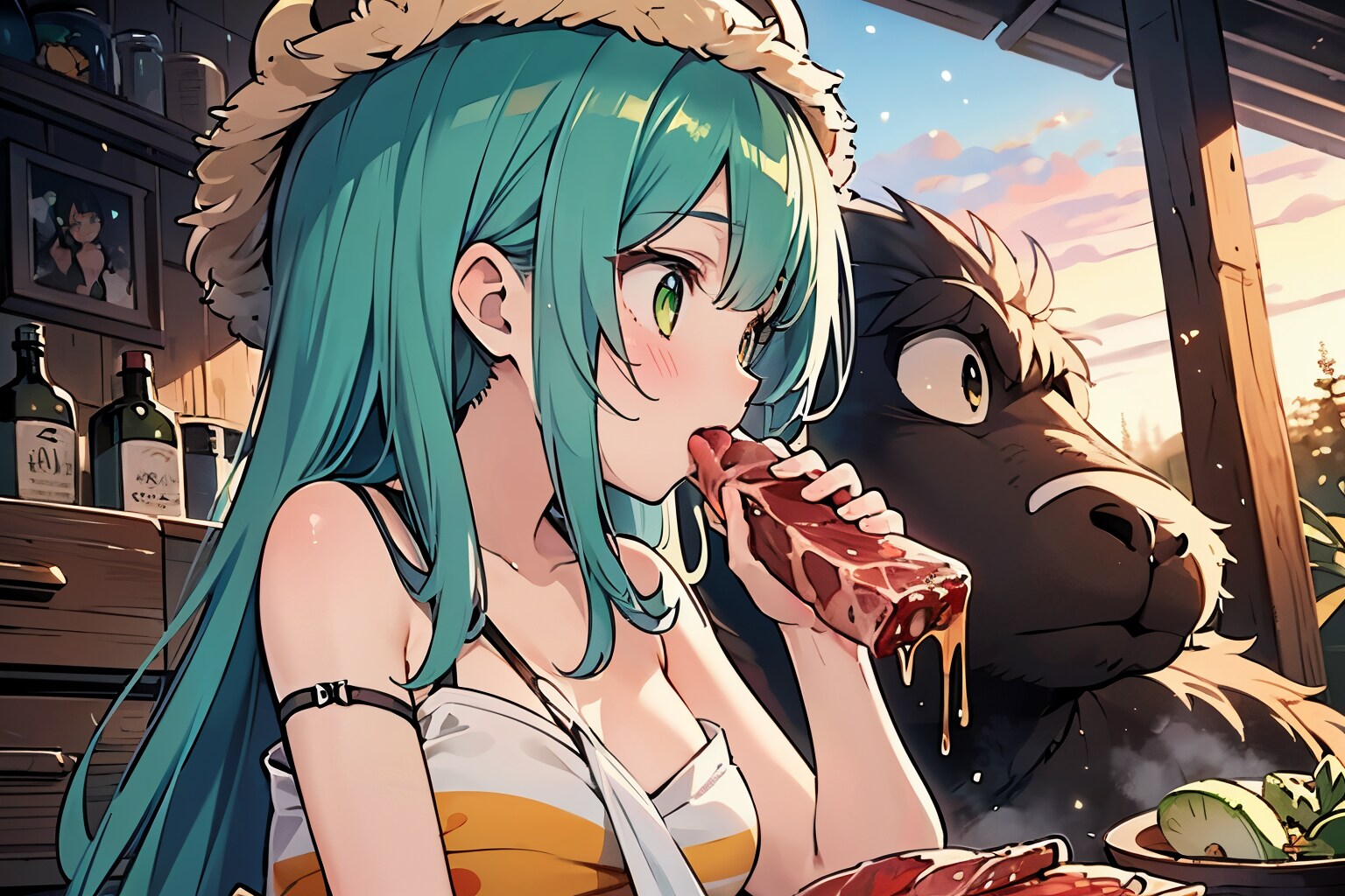 獣ちゃんお食事中