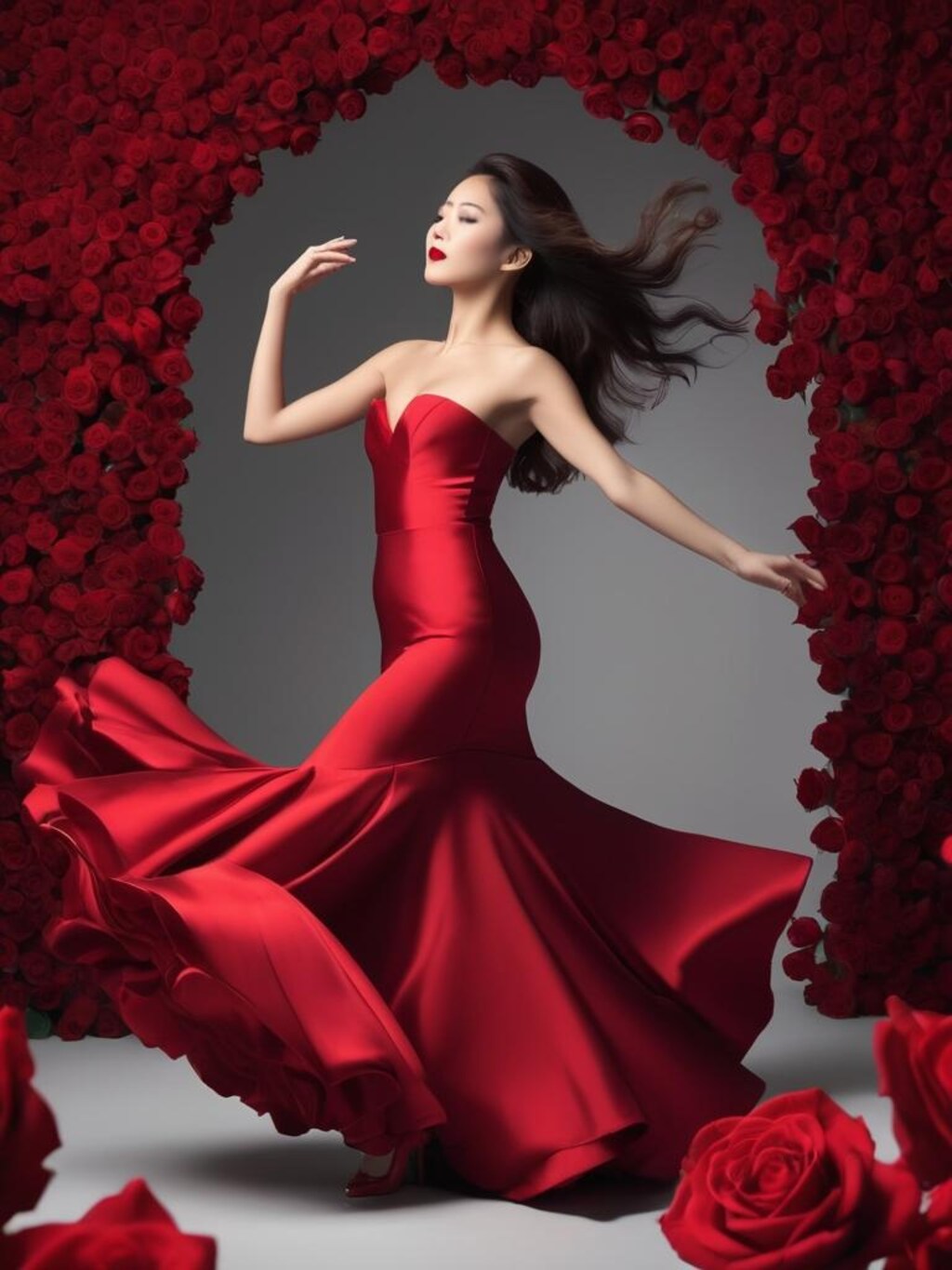 真っ赤な薔薇と・・・