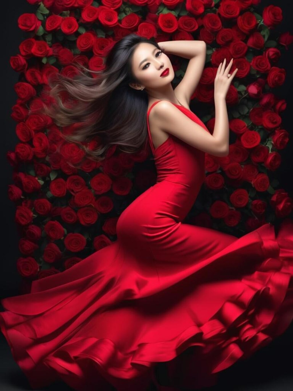 真っ赤な薔薇と・・・