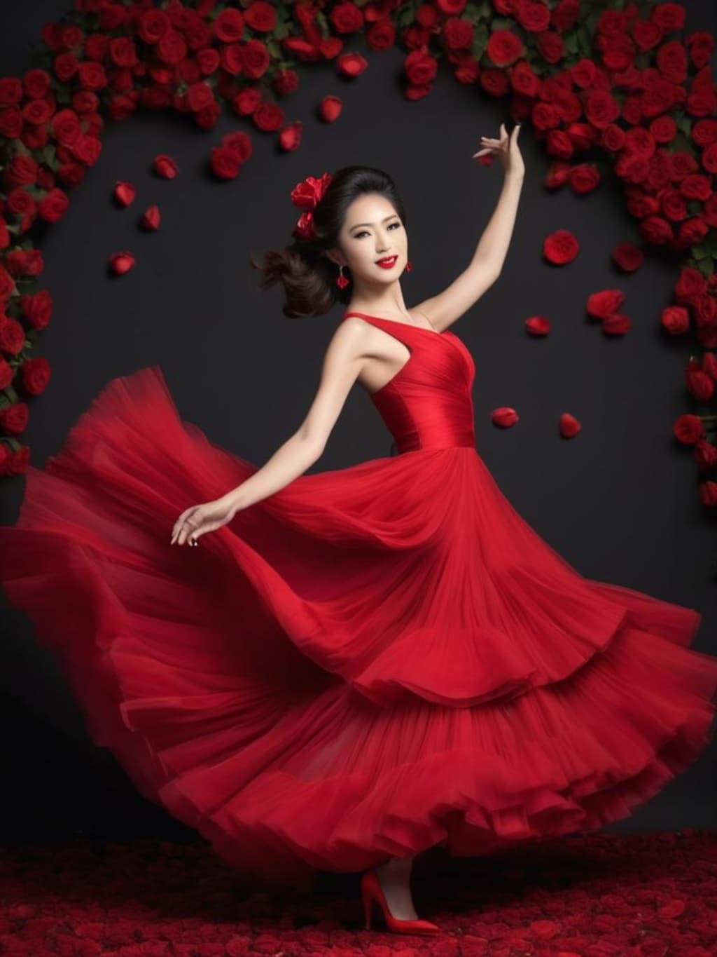 真っ赤な薔薇と・・・
