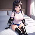 エナメル体操服青ブルマ黒長手袋サイハイソックス 2枚目