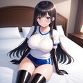 エナメル体操服青ブルマ黒長手袋サイハイソックス 3枚目