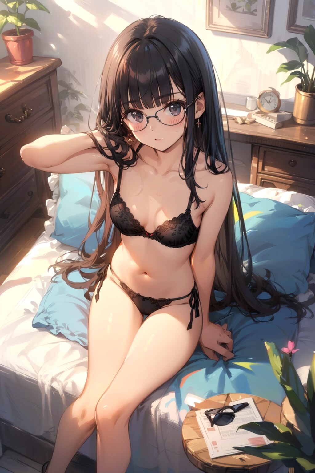 下着の眼鏡っ娘