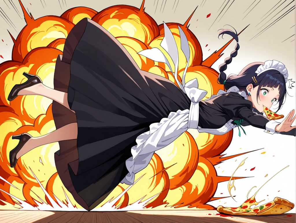 おピッツァを食べるこよみちゃん