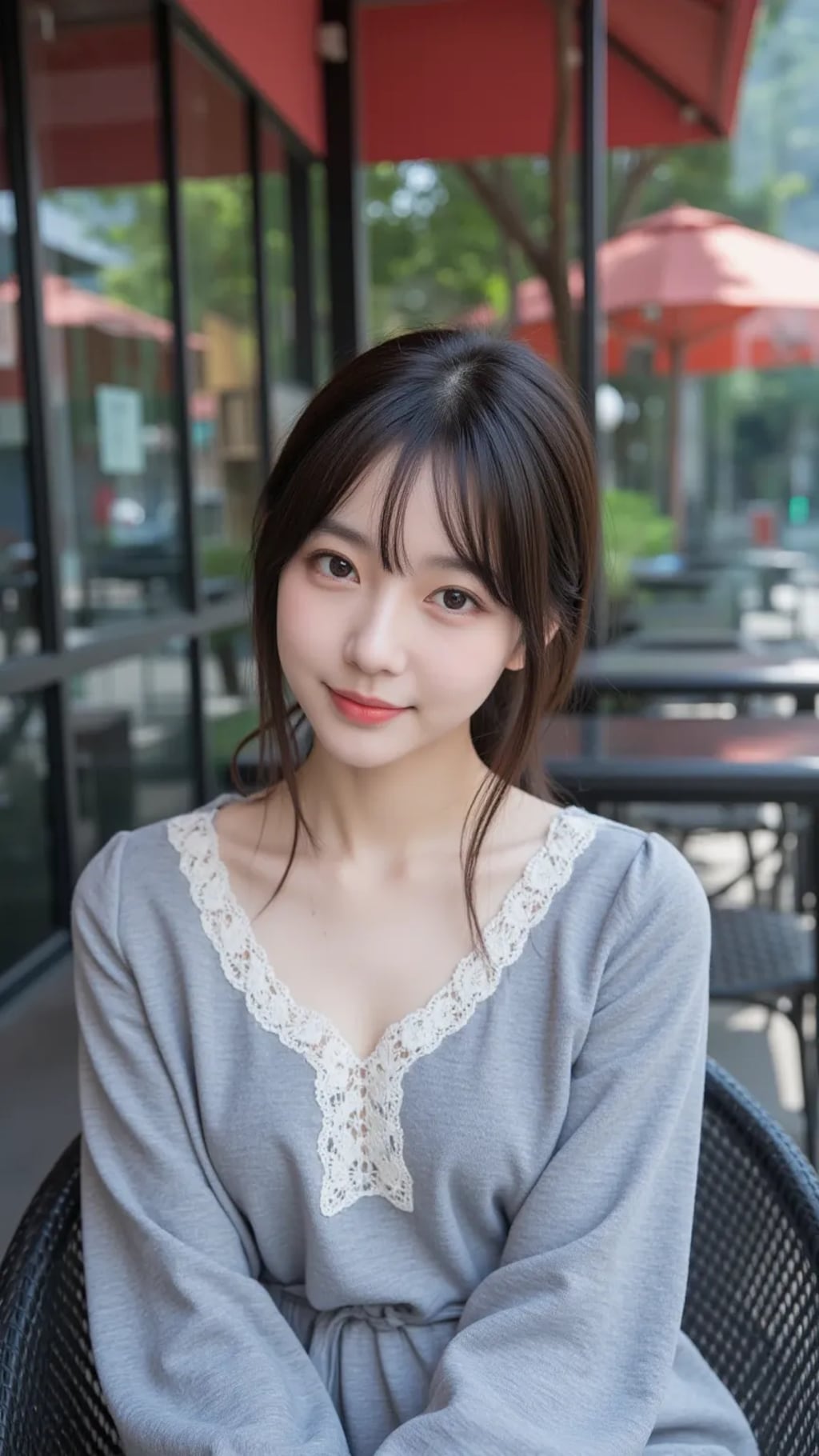 ストリートスナップ風の美女