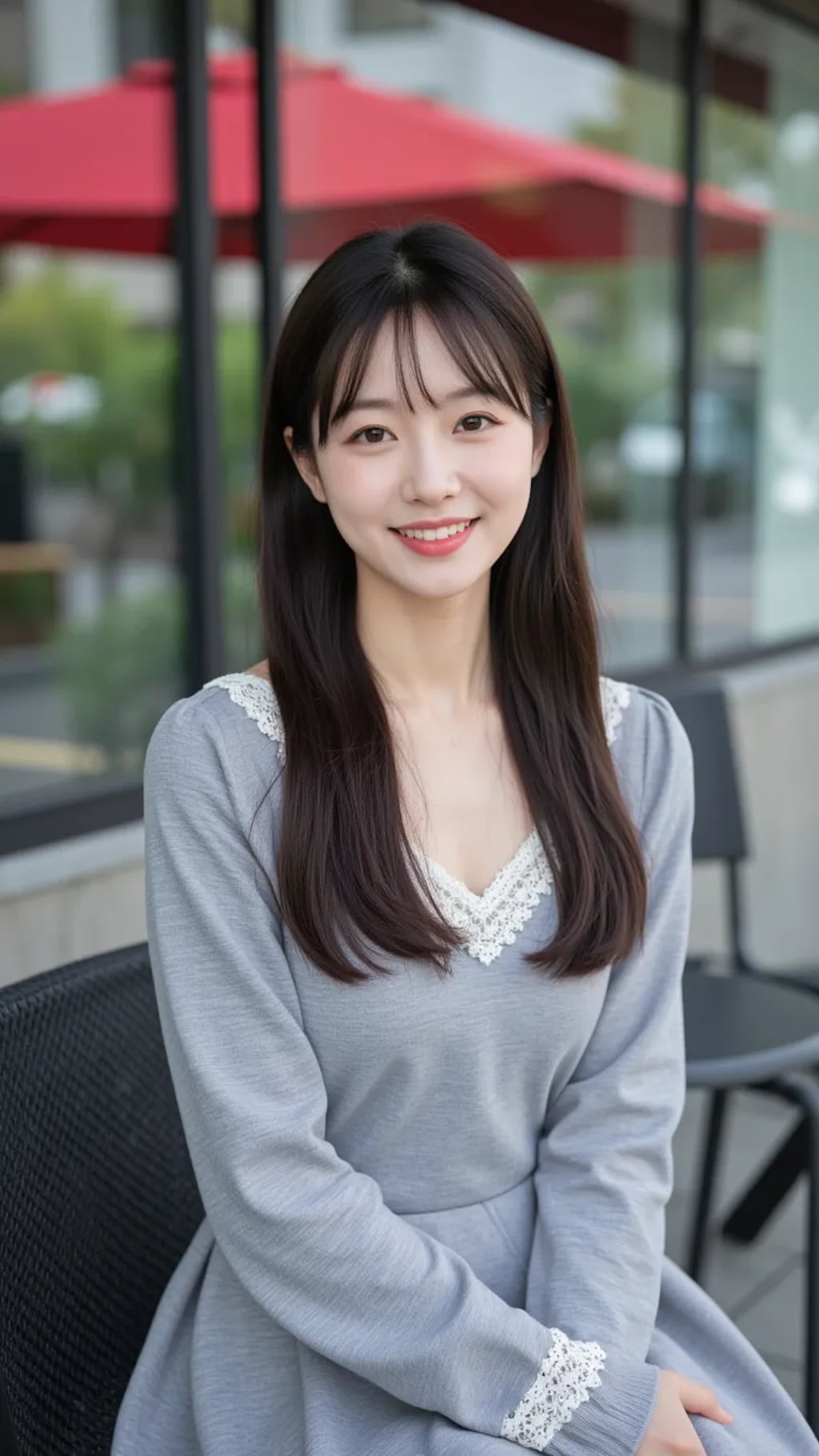 ストリートスナップ風の美女