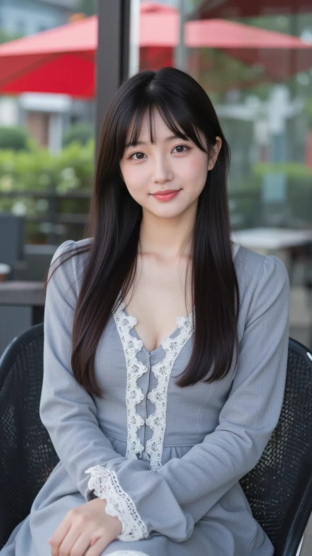 ストリートスナップ風の美女