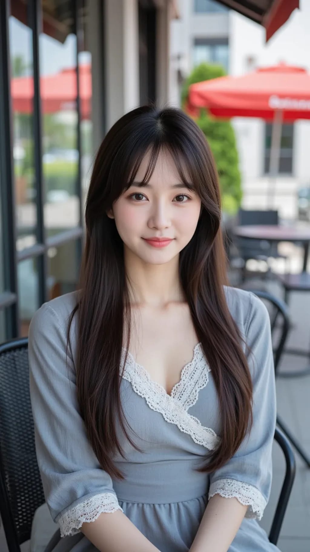 ストリートスナップ風の美女