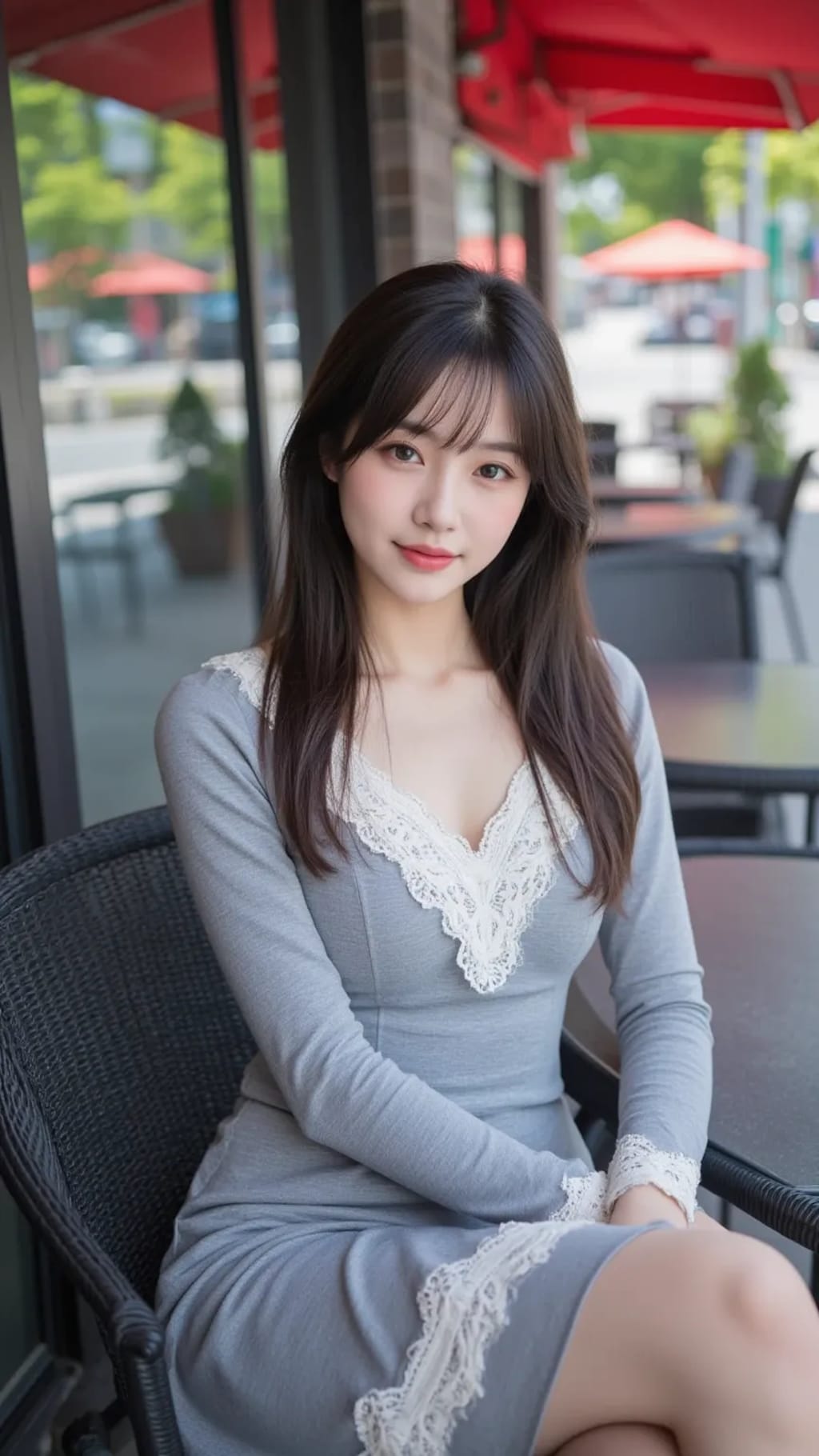 ストリートスナップ風の美女