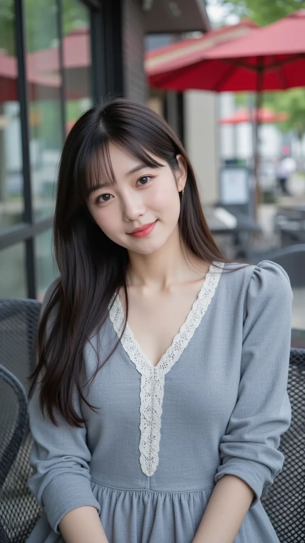 ストリートスナップ風の美女