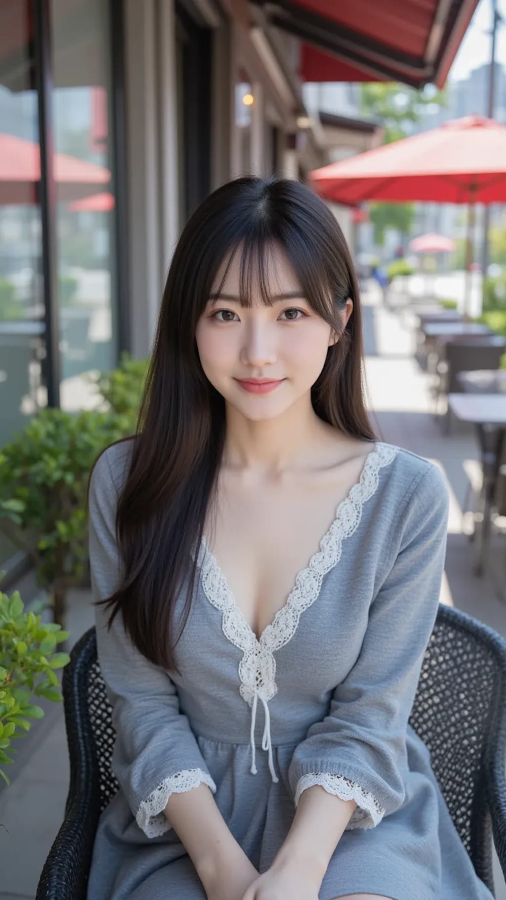 ストリートスナップ風の美女