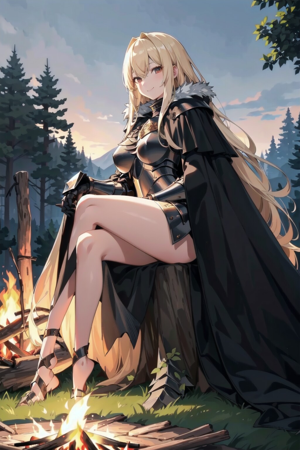 焚火とブロンド女騎士さん２