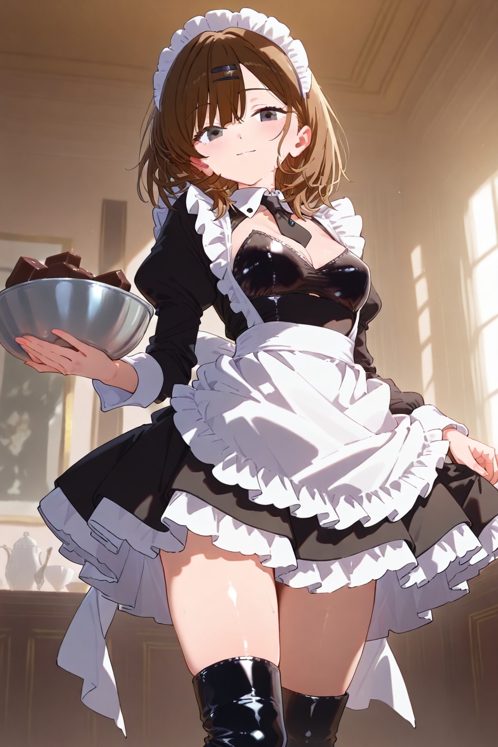 メイド　チョコレートお作り中