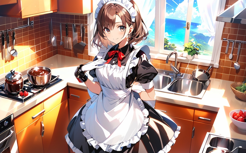 メイド　チョコレートお作り中