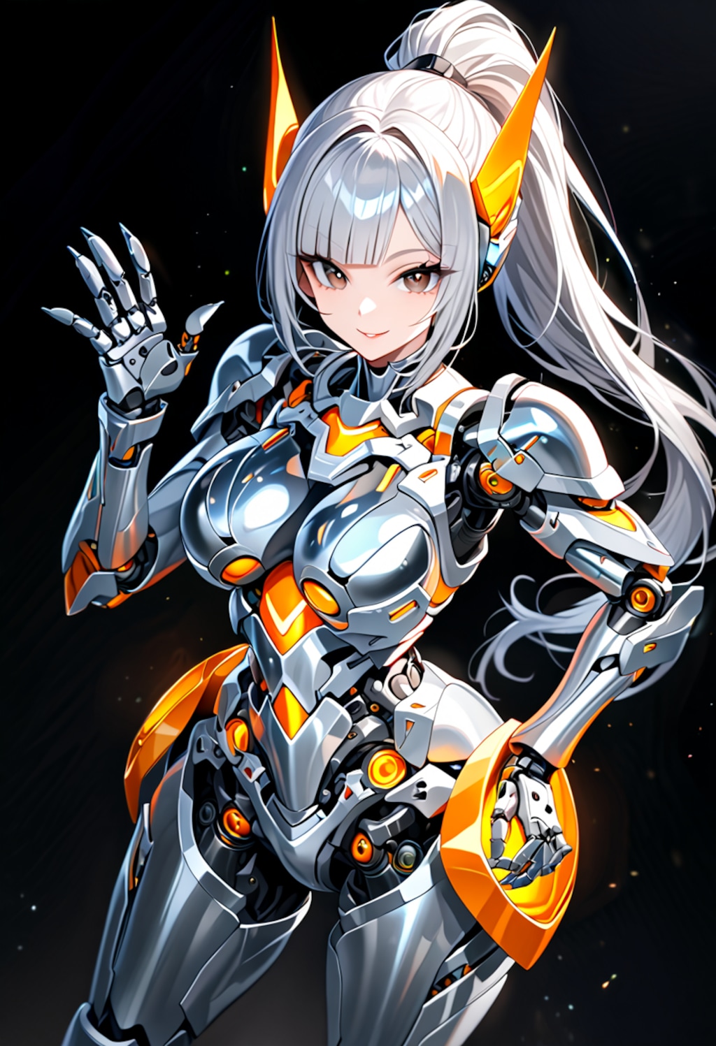 オレンジ色の入ったメカ子